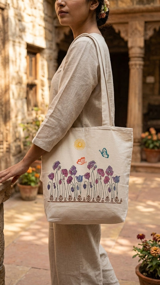 Nature Hues – Hand Block Printed Tote Bag