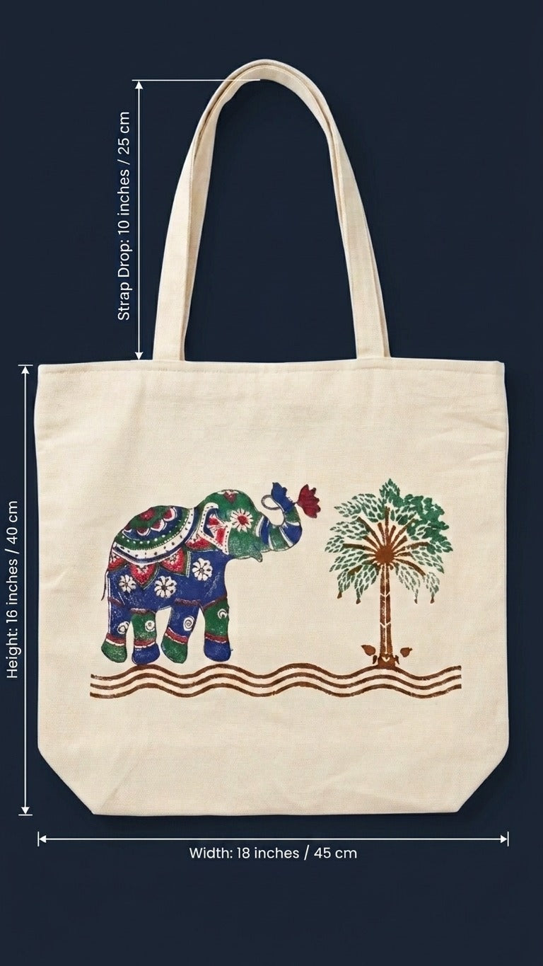 Haathi Hues – Hand Block Printed Tote Bag