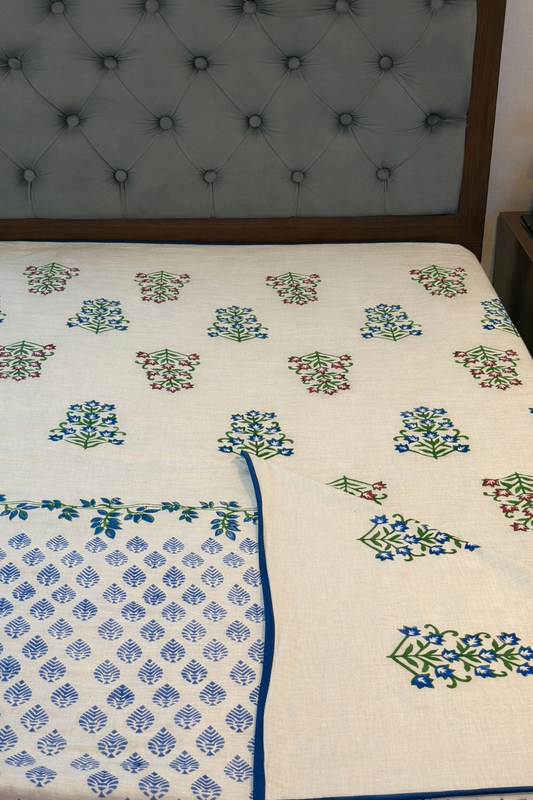 Calm Dreams - Light Grey Reversible Hand Block Printed Double Dohar