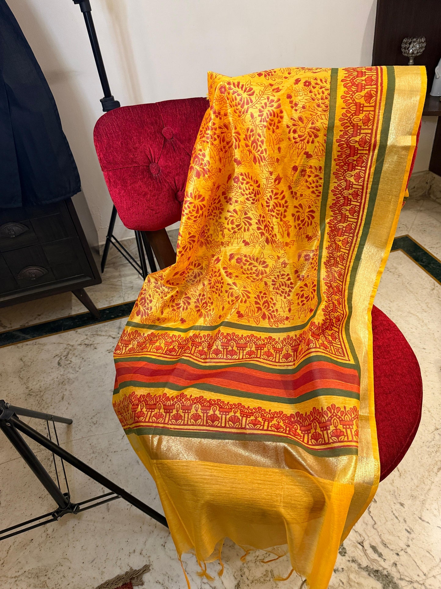 Kanaka – Golden Yellow Chanderi Silk Dupatta