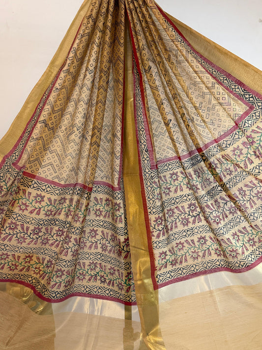 Saanjh – Beige Chanderi Silk Dupatta