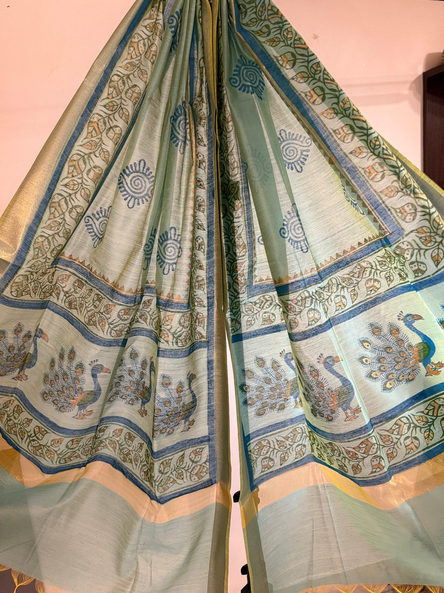 MorPankh – Teal Chanderi Silk Dupatta