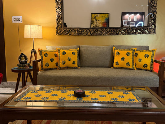 Kanphool โ Bright Yellow Cushion Covers (Set of 5)