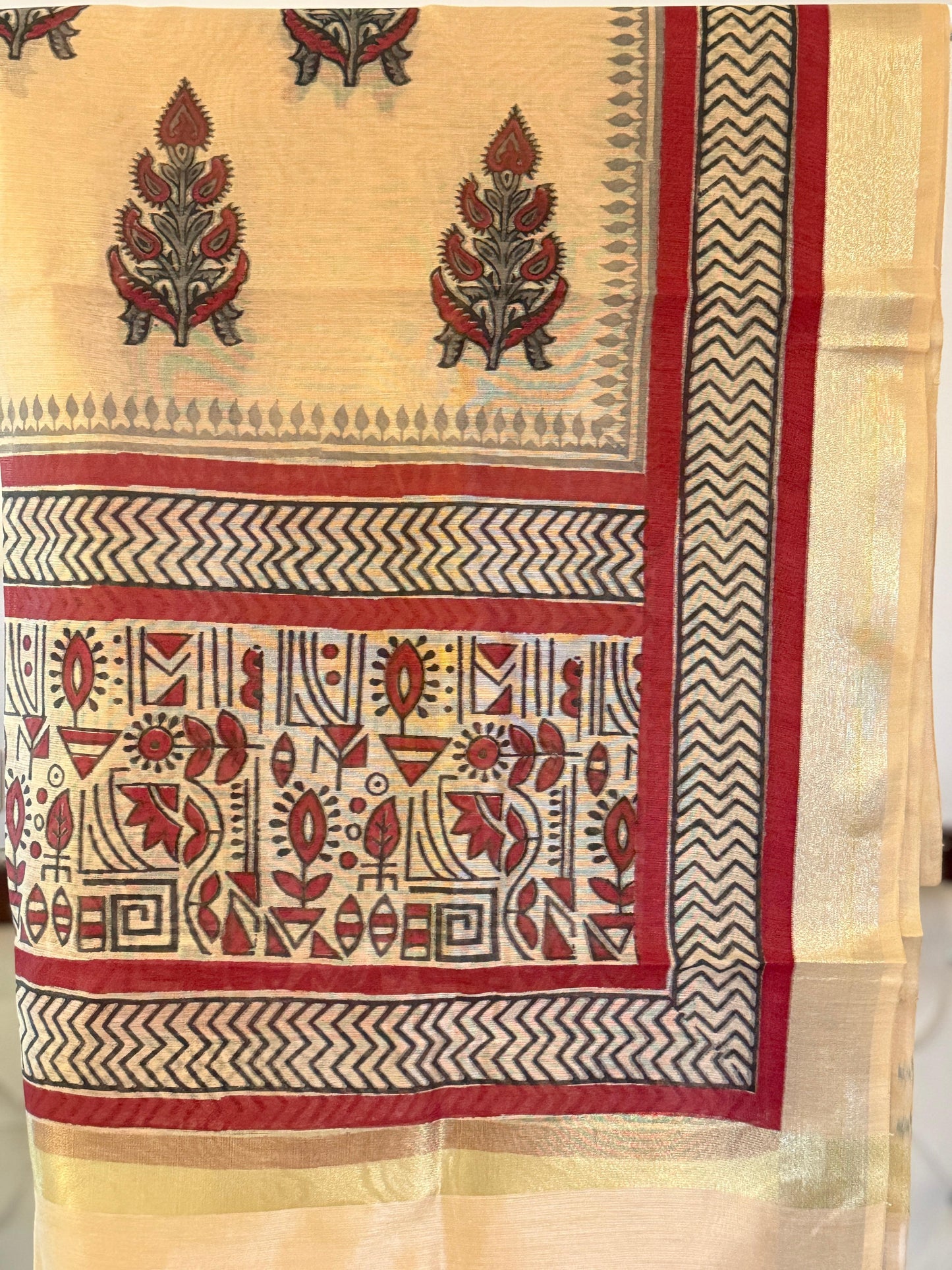 Katha – Beige Chanderi Silk Dupatta