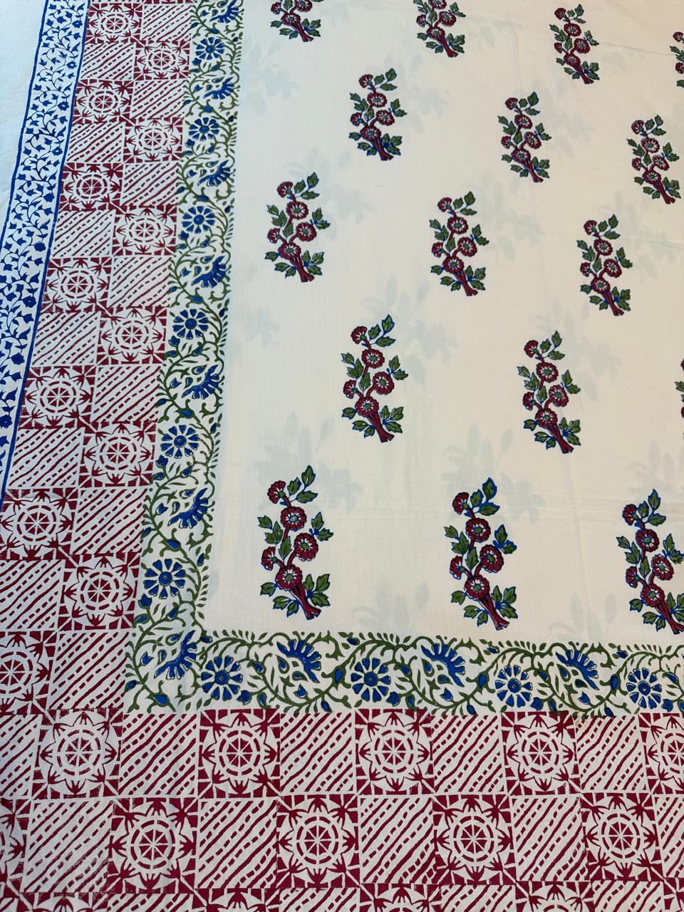 Blush Bloom – Hand Block Printed Custom Double Bedsheet Set