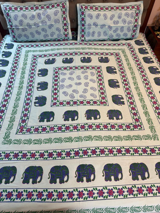 Gajraj – Hand Block Printed Double Bedsheet Set