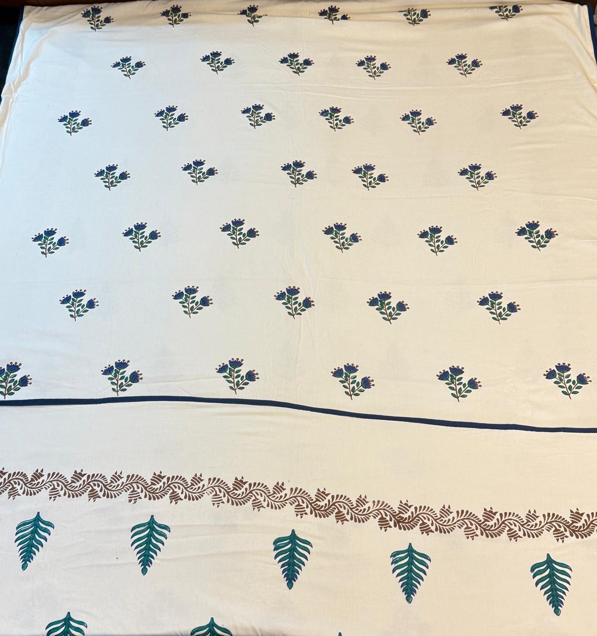 Gentle Dreams - White Reversible Hand Block Printed Single Dohar