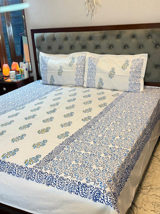 IndraNeel – Hand Block Printed Double Bedsheet Set
