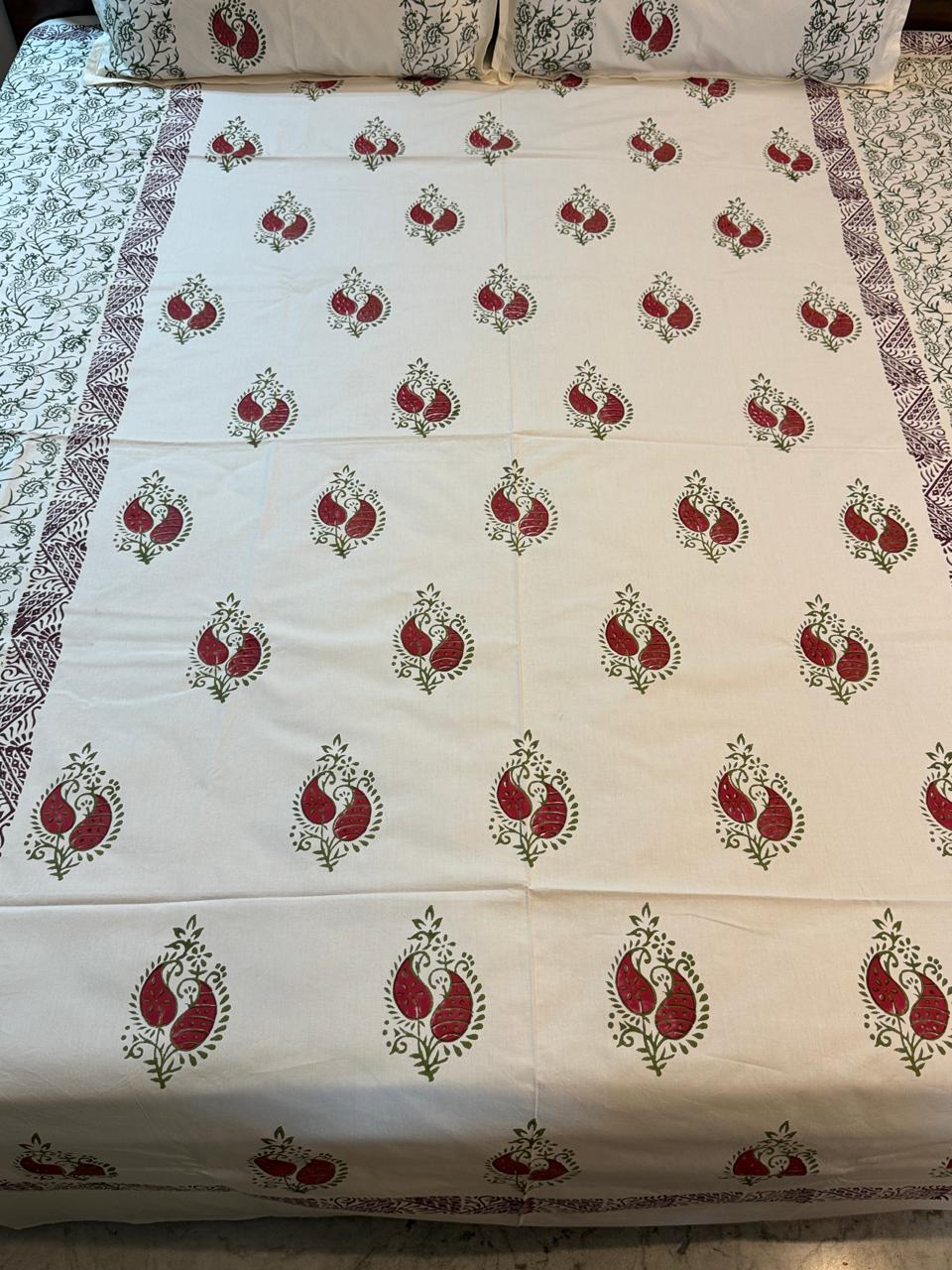 KumkumRaaga – Hand Block Printed Double Bedsheet Set