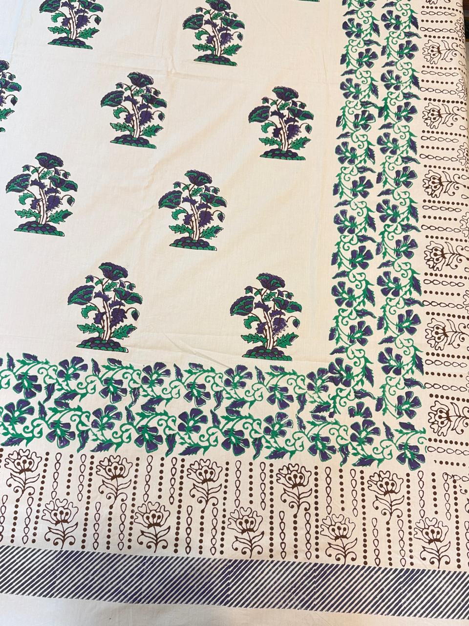 Ivira – Hand Block Printed Cream Coloured Double Bedsheet Set