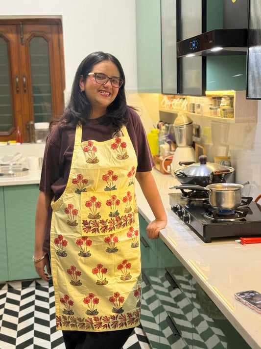 Flower Power – Hand Block Printed Cotton Apron