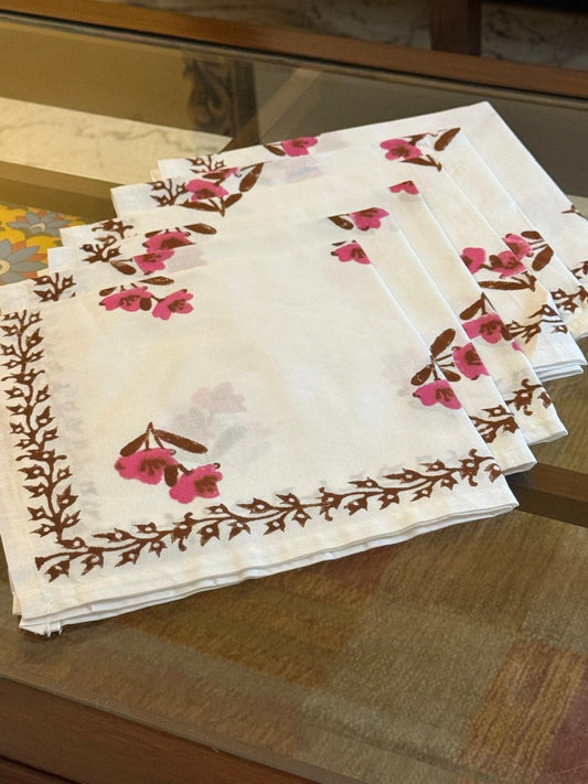 Mehak - Set of 6 Hand Block Printed Table Napkins