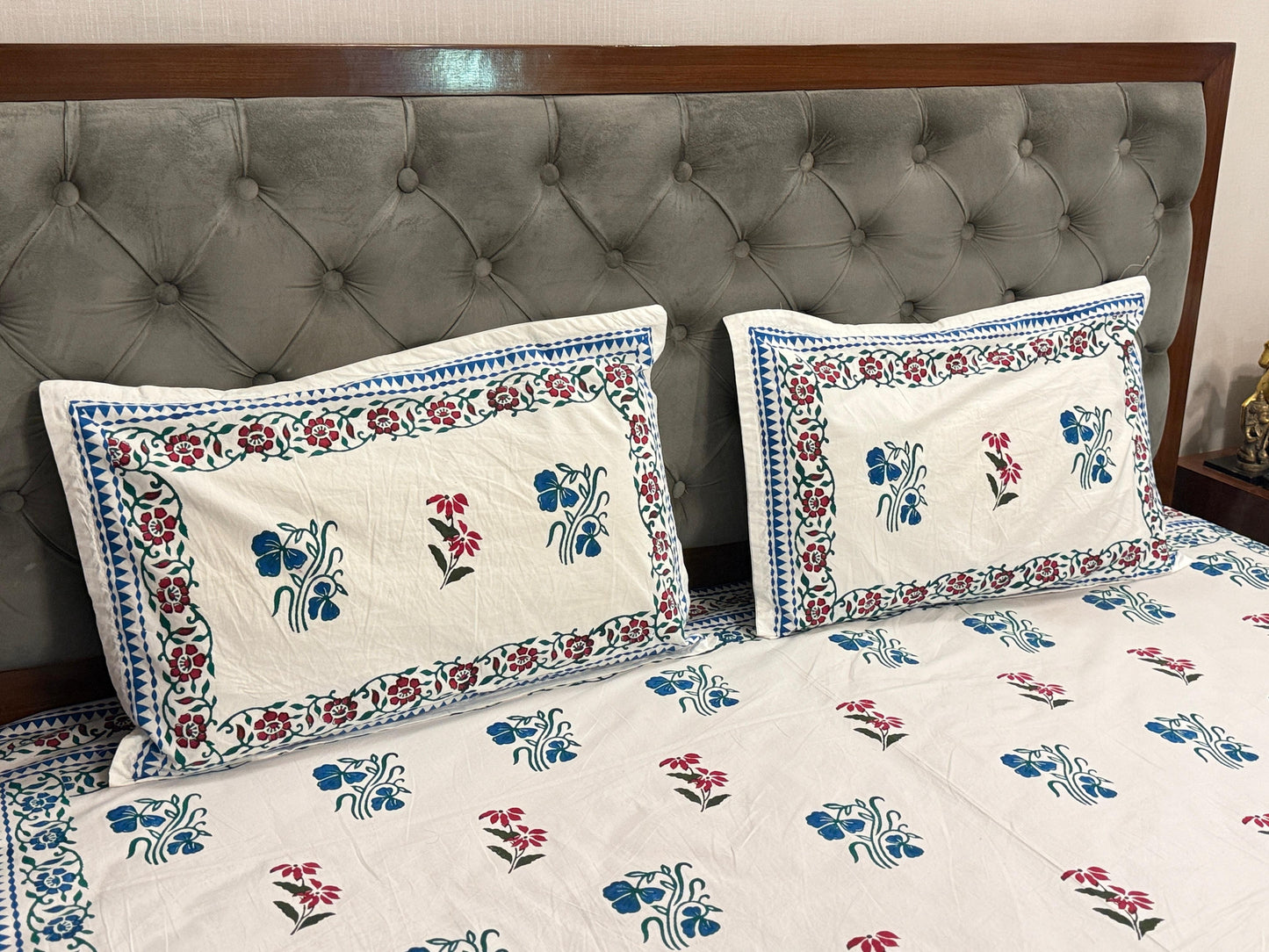 Aangan 🌸 – Hand Block Printed Double Bedsheet Set