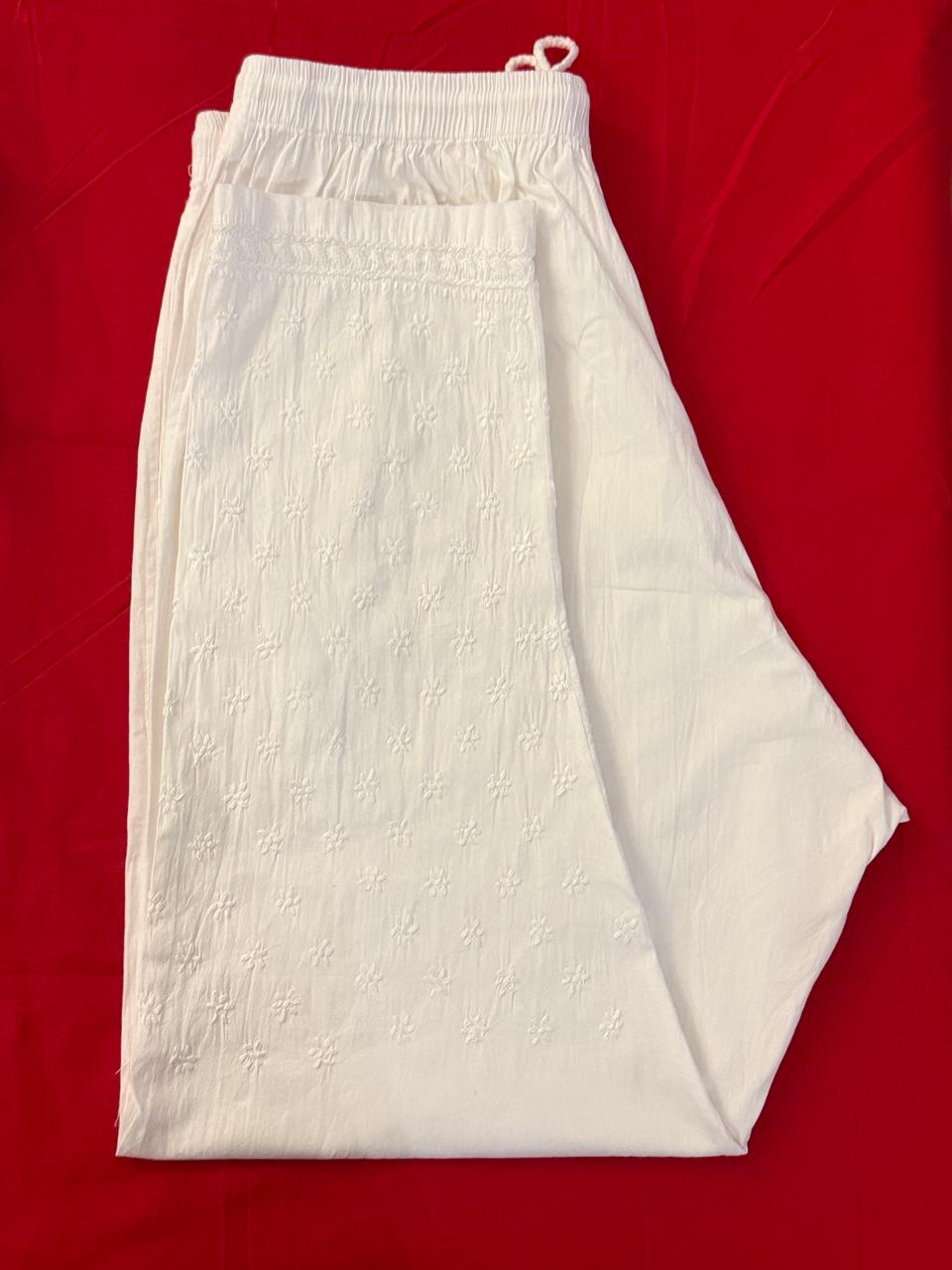 Stretchable Pants (Chikankari Free Size Bottom-Comfort Fit)