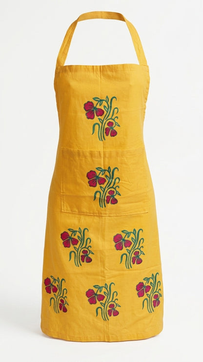 Tangerine Twist – Peach Orange Hand Block Printed Apron