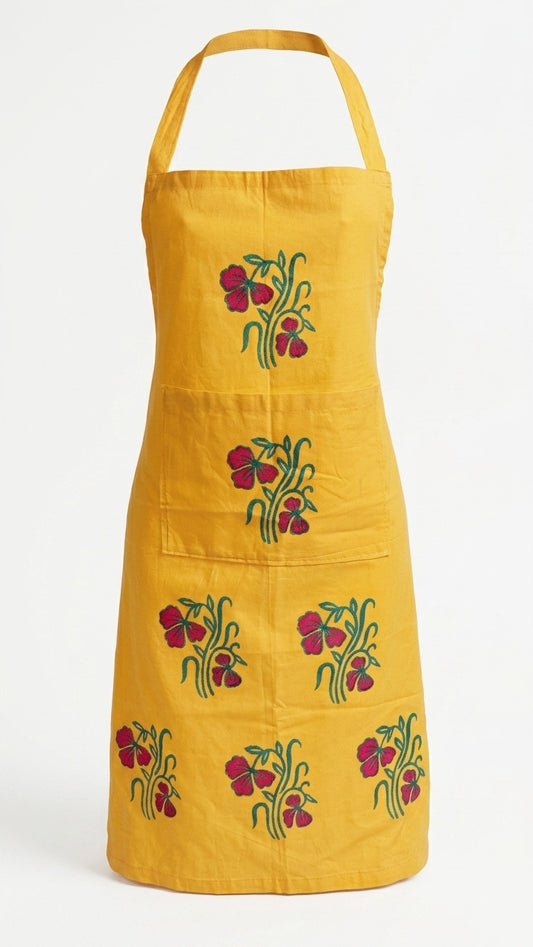 Tangerine Twist – Peach Orange Hand Block Printed Apron