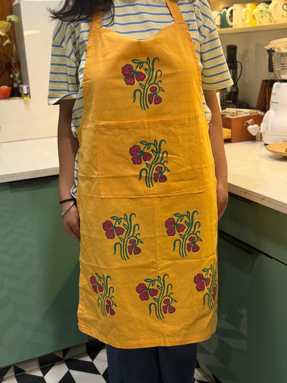 Tangerine Twist – Peach Orange Hand Block Printed Apron