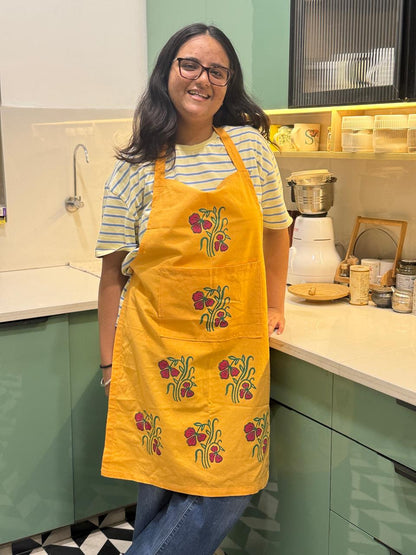 Tangerine Twist – Peach Orange Hand Block Printed Apron