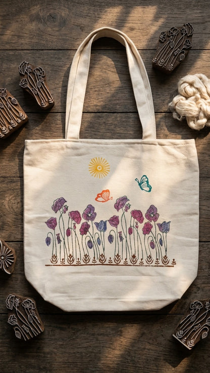 Nature Hues – Hand Block Printed Tote Bag