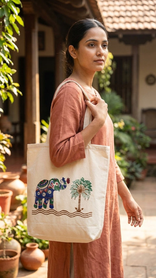 Haathi Hues – Hand Block Printed Tote Bag