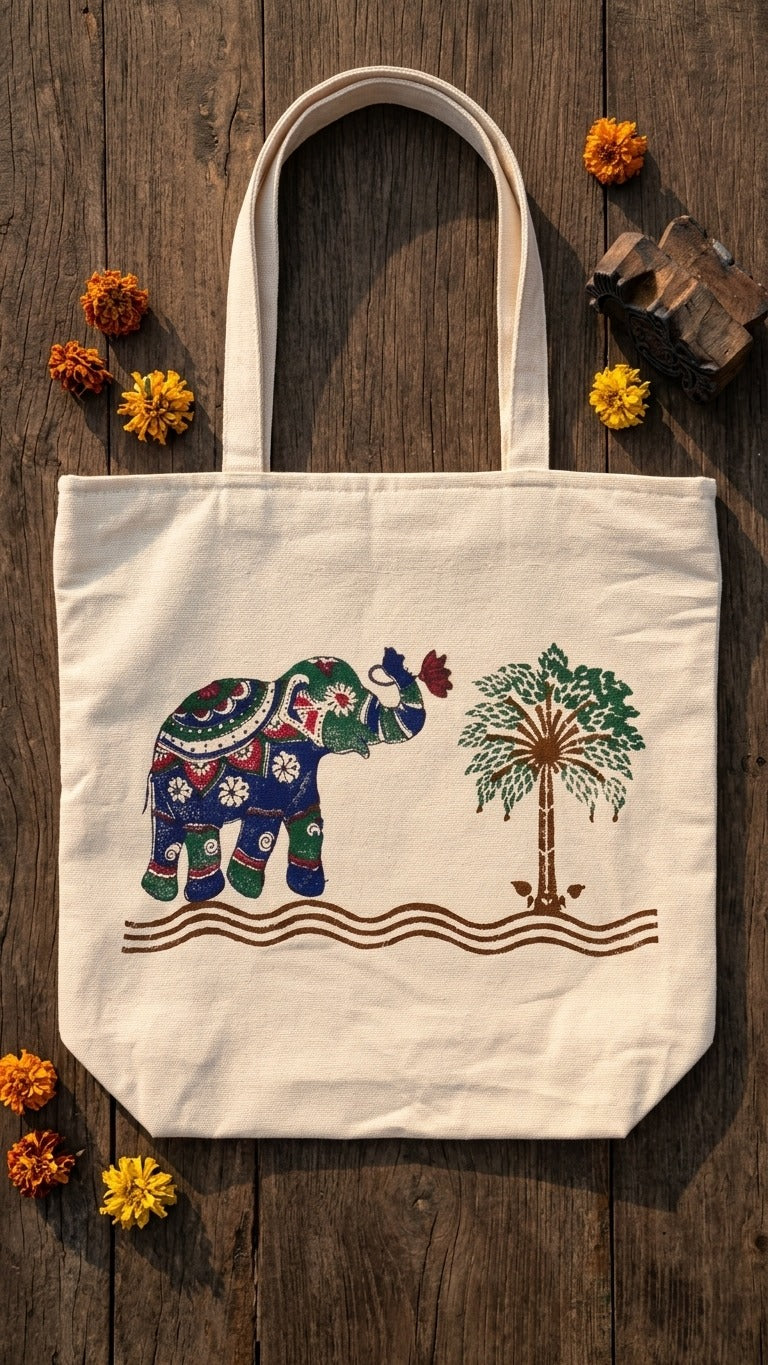 Haathi Hues – Hand Block Printed Tote Bag