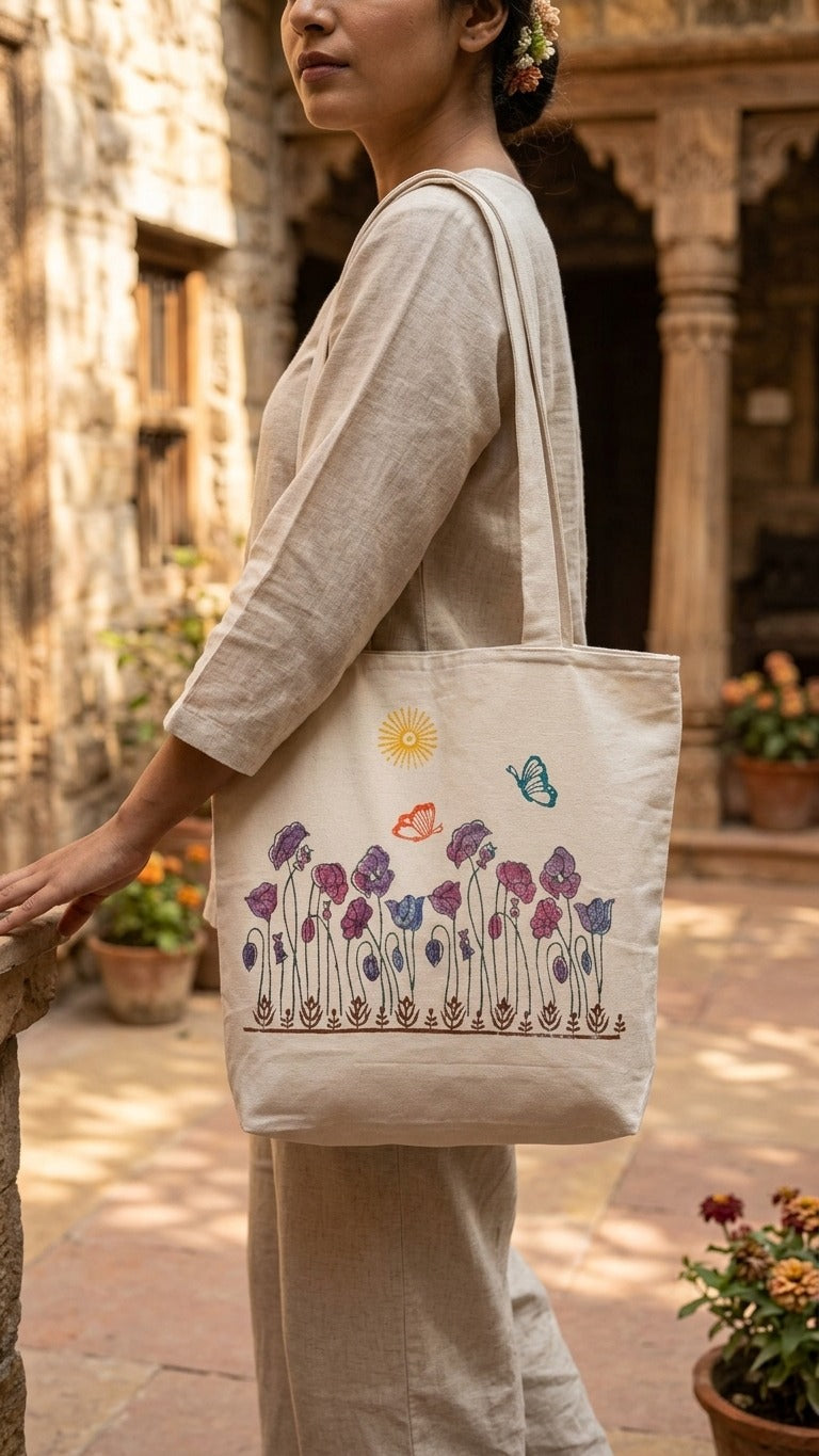 Nature Hues – Hand Block Printed Tote Bag