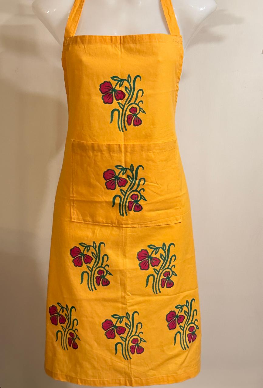 Tangerine Twist – Peach Orange Hand Block Printed Apron