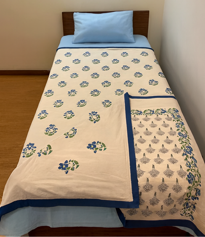 Tranquil Dreams - Light Pink Reversible Hand Block Printed Dohar
