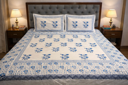 AnantNeel – Hand Block Printed Double Bedsheet Set