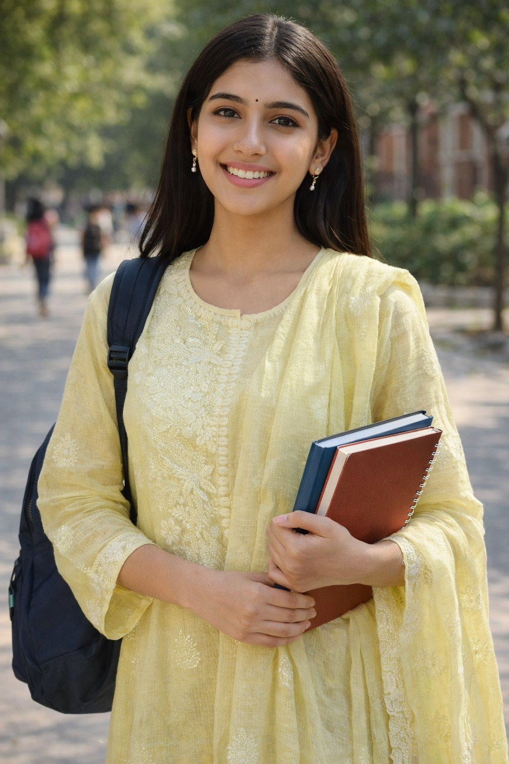 Amaltas - Kurta Material with Dupatta in Lemon Yellow Kota with White Chikankari Work