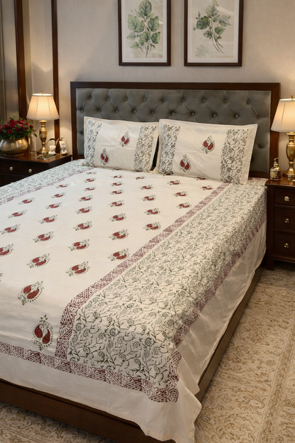 KumkumRaaga – Hand Block Printed Double Bedsheet Set