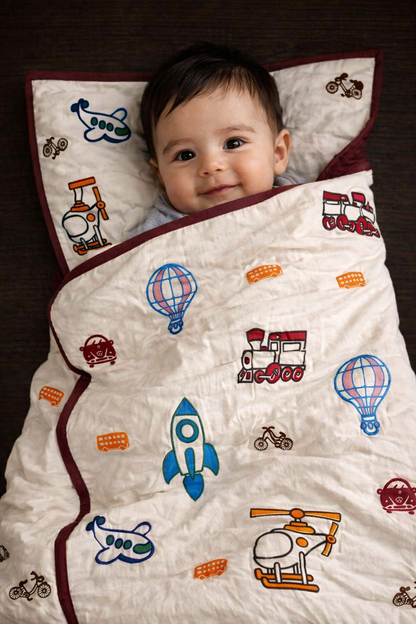 Zoom Town: 3-Layered Reversible Dohar for Kids (0–7 Years)