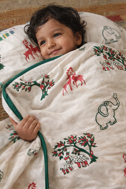 Forest Whispers: 3-Layered Reversible Dohar for Kids (0–7 Years)
