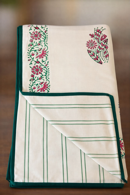 Dazzling Dreams - White Reversible Hand Block Printed Single Dohar