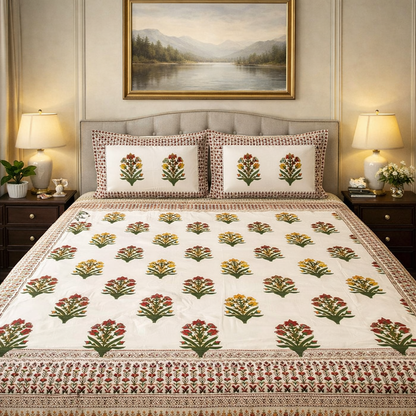 Meher – Hand Block Printed Double Bedsheet Set