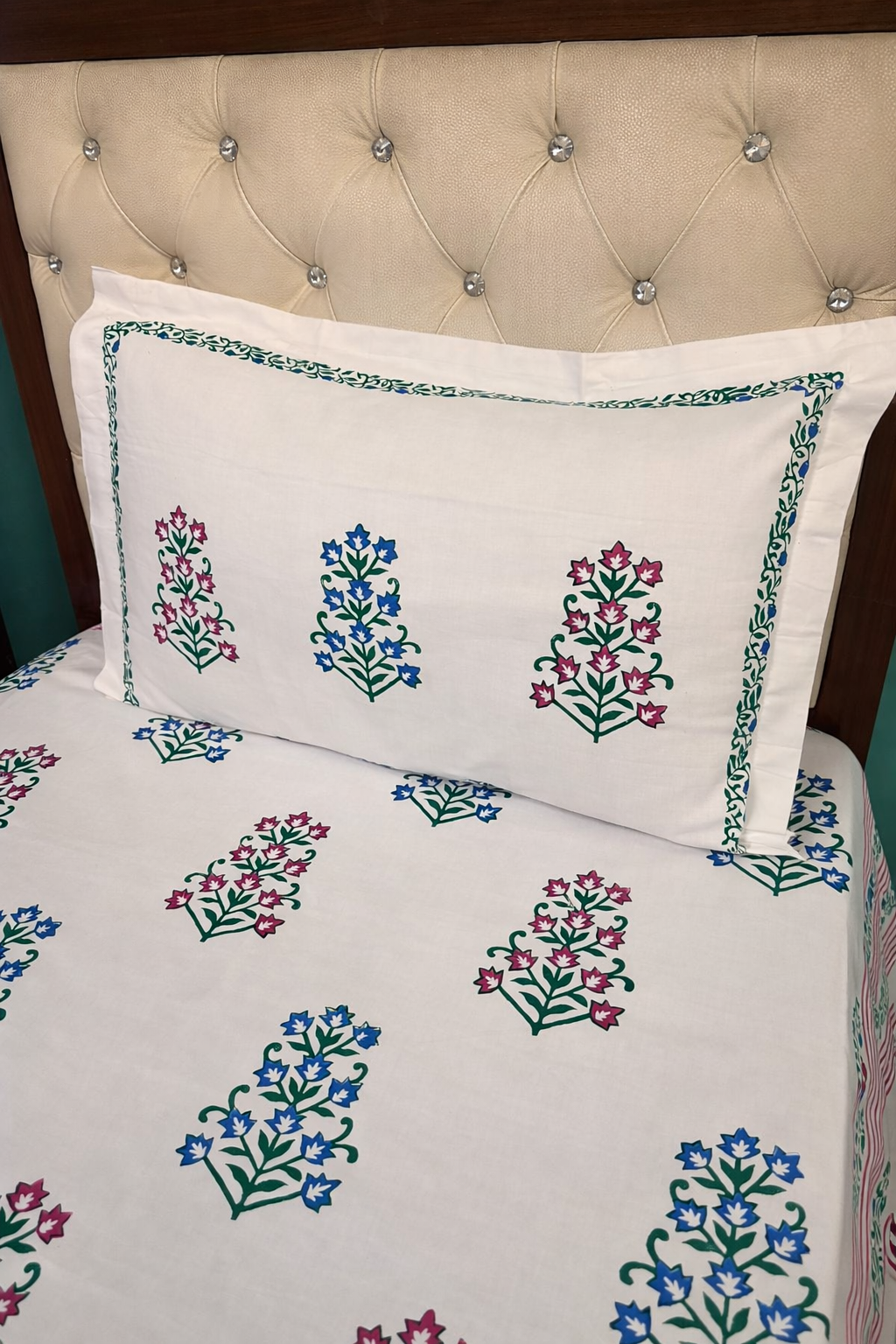 Indraja – Hand Block Printed Single Bedsheet