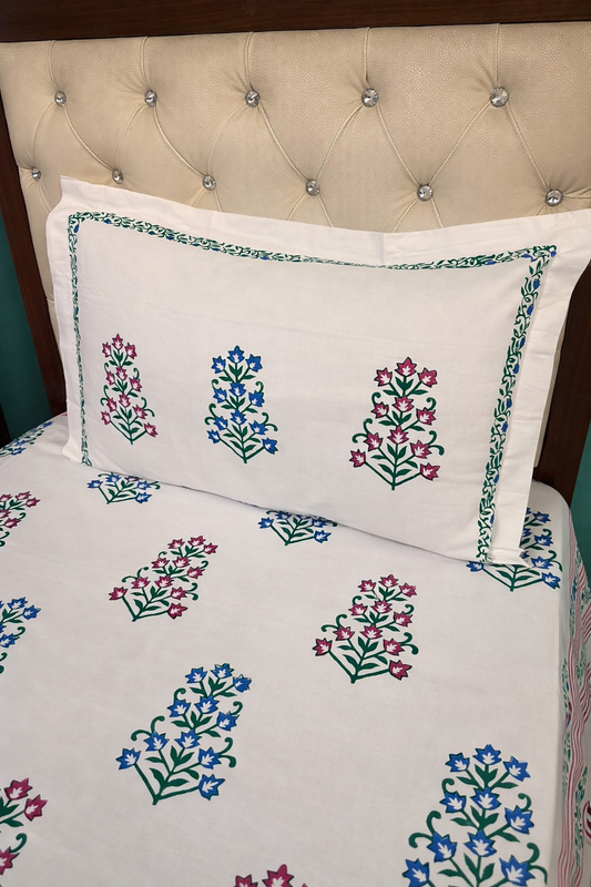 Indraja – Hand Block Printed Single Bedsheet