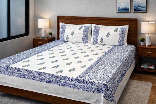 IndraNeel – Hand Block Printed Double Bedsheet Set