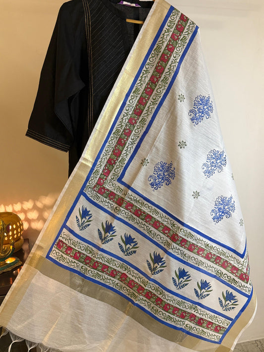 Gulbahar – White Chanderi Silk Dupatta
