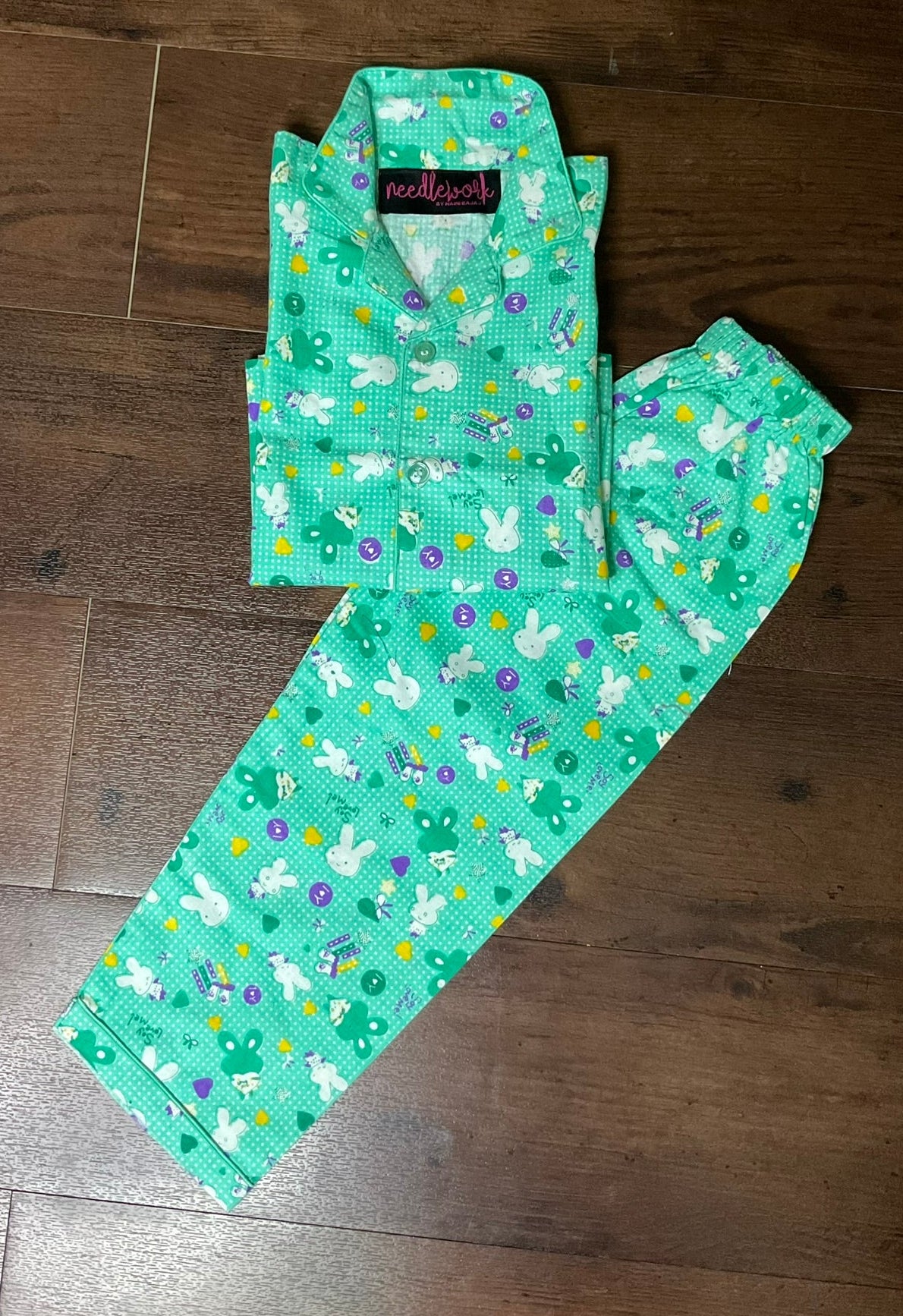 Bunny Hop Night suit (Green) 🐇 🌸