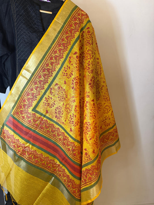 Kanaka – Golden Yellow Chanderi Silk Dupatta
