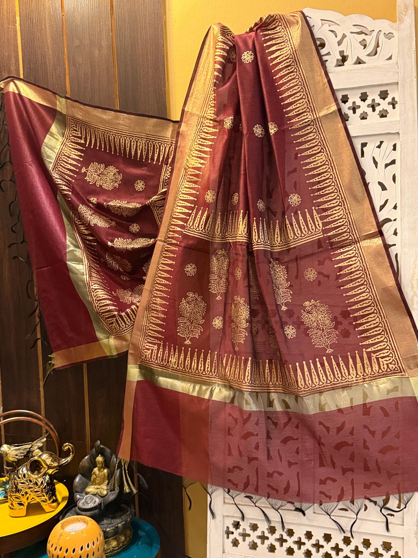 Kumud - Maroon Chanderi Silk Dupatta