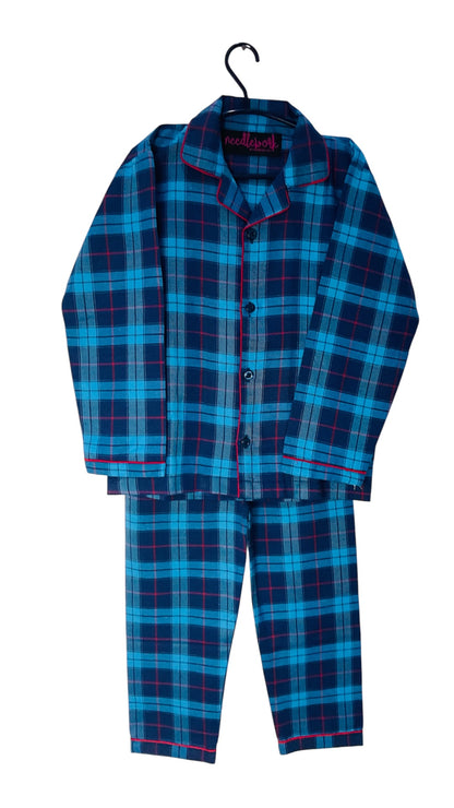 Plaid Charm Night suit 💙❤️🖤🧵