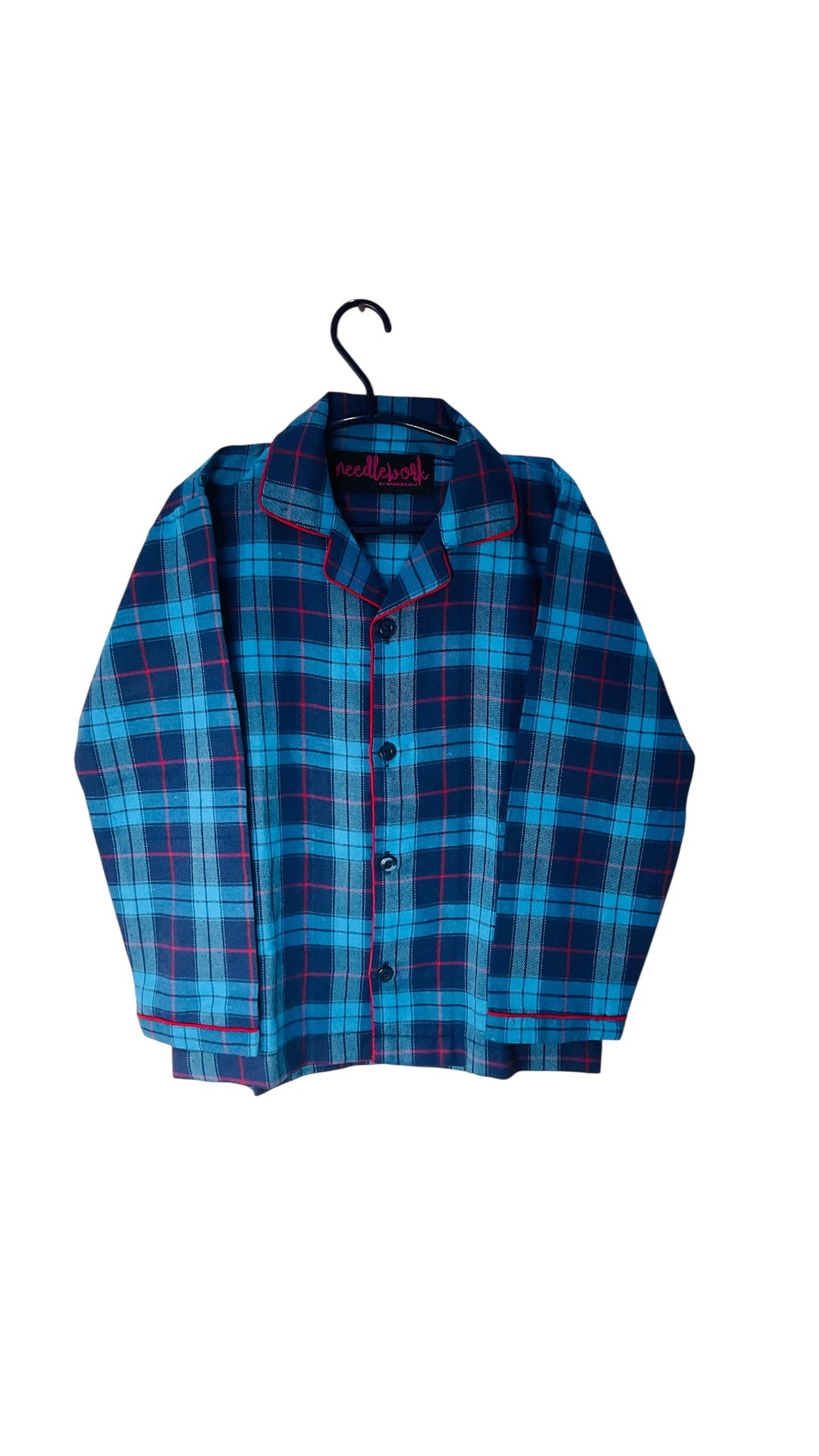 Plaid Charm Night suit 💙❤️🖤🧵