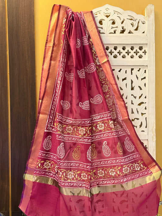 Rajrani - Rani Pink Chanderi Silk Dupatta
