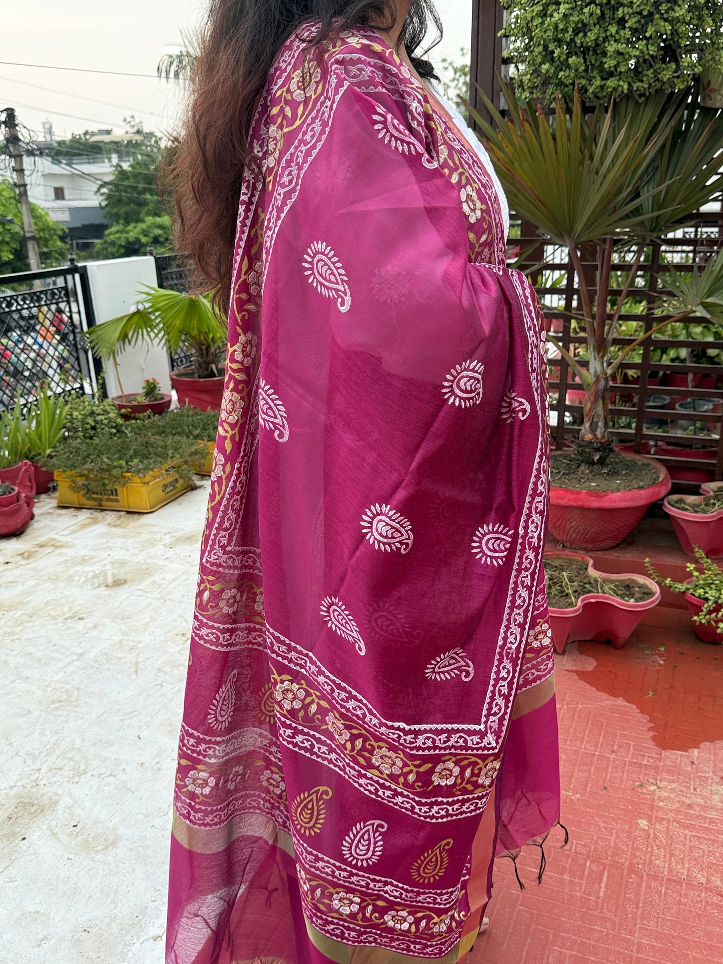Rajrani - Rani Pink Chanderi Silk Dupatta