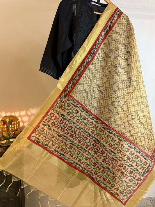 Saanjh – Beige Chanderi Silk Dupatta