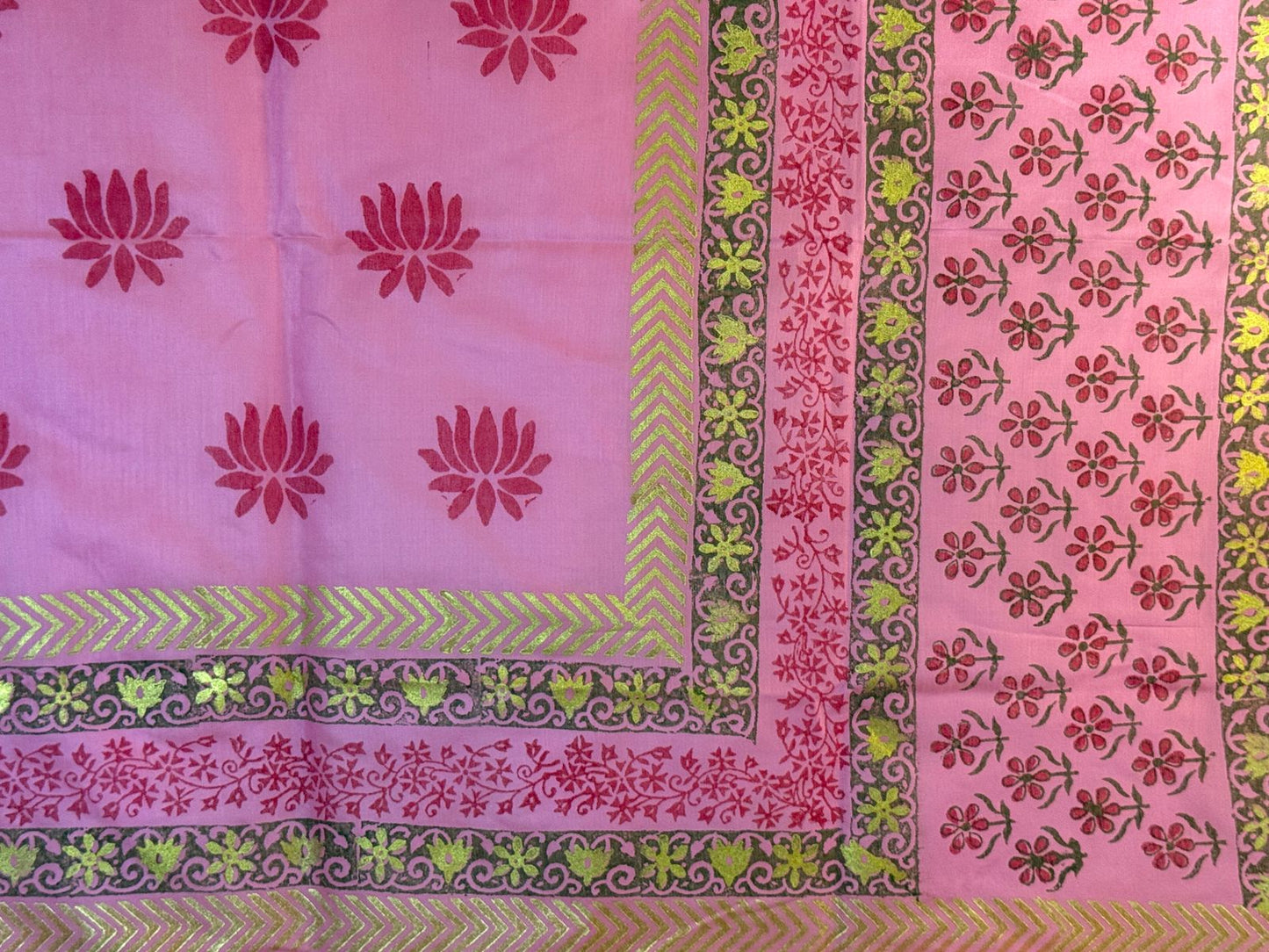 Padma – Pink Floral Chanderi Silk Dupatta