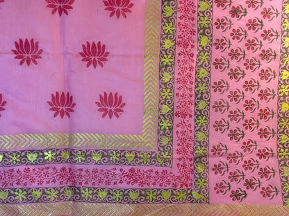 Padma – Pink Floral Chanderi Silk Dupatta