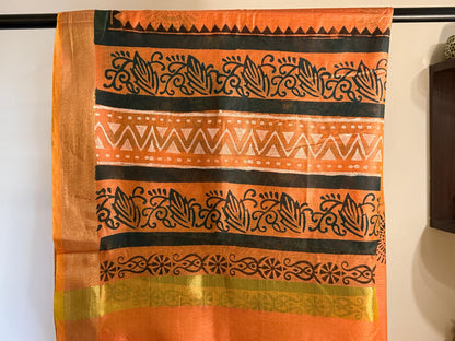 Trishika – Orange Chanderi Silk Dupatta